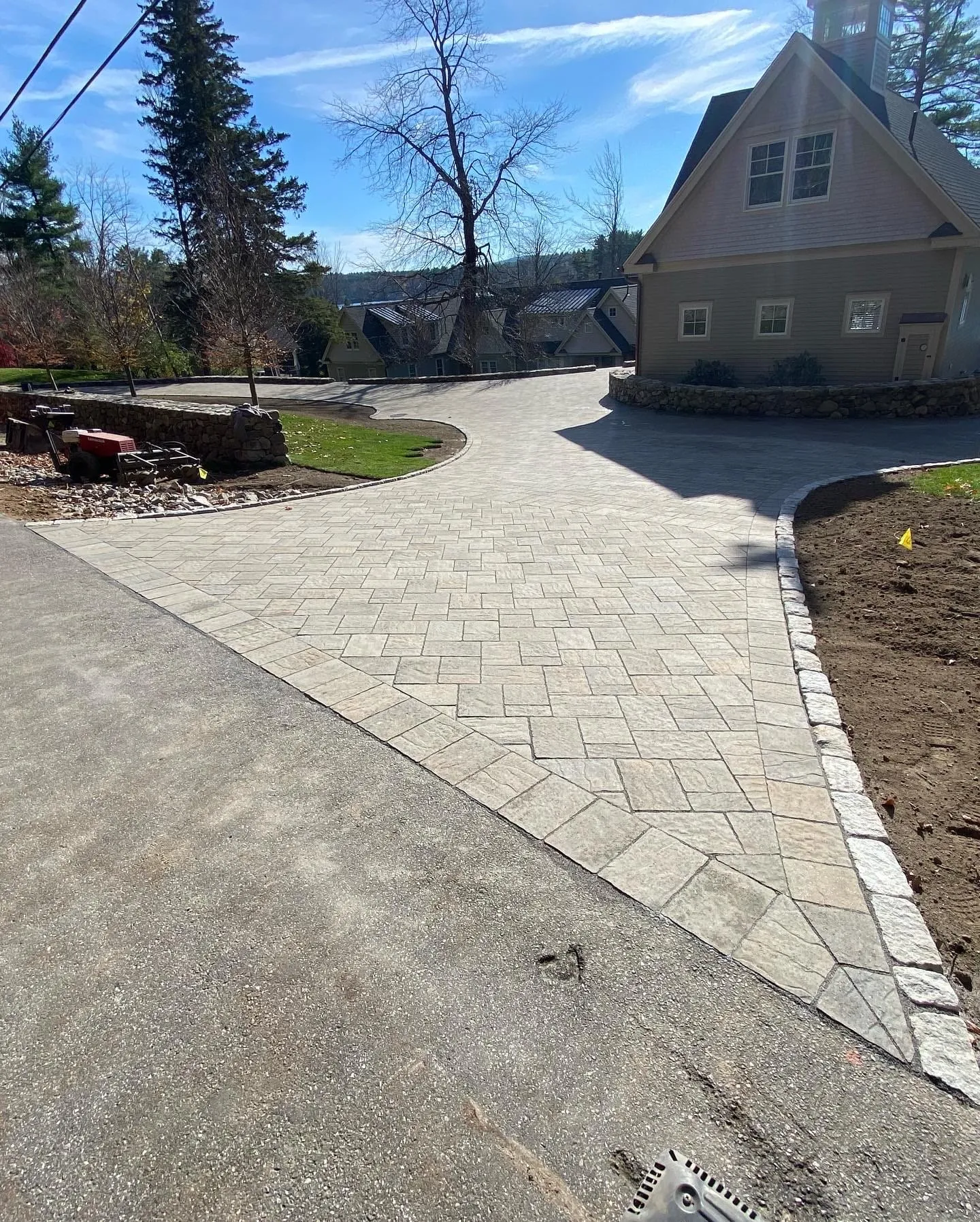 Cobble-Bordered Paver Driveway — Walkways in Southern NH, NH