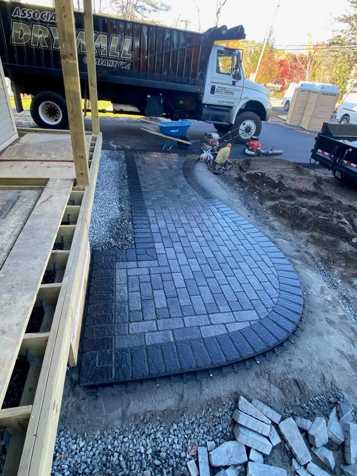 Curved Paver Walkway In Progress — Walkways in Southern NH, NH
