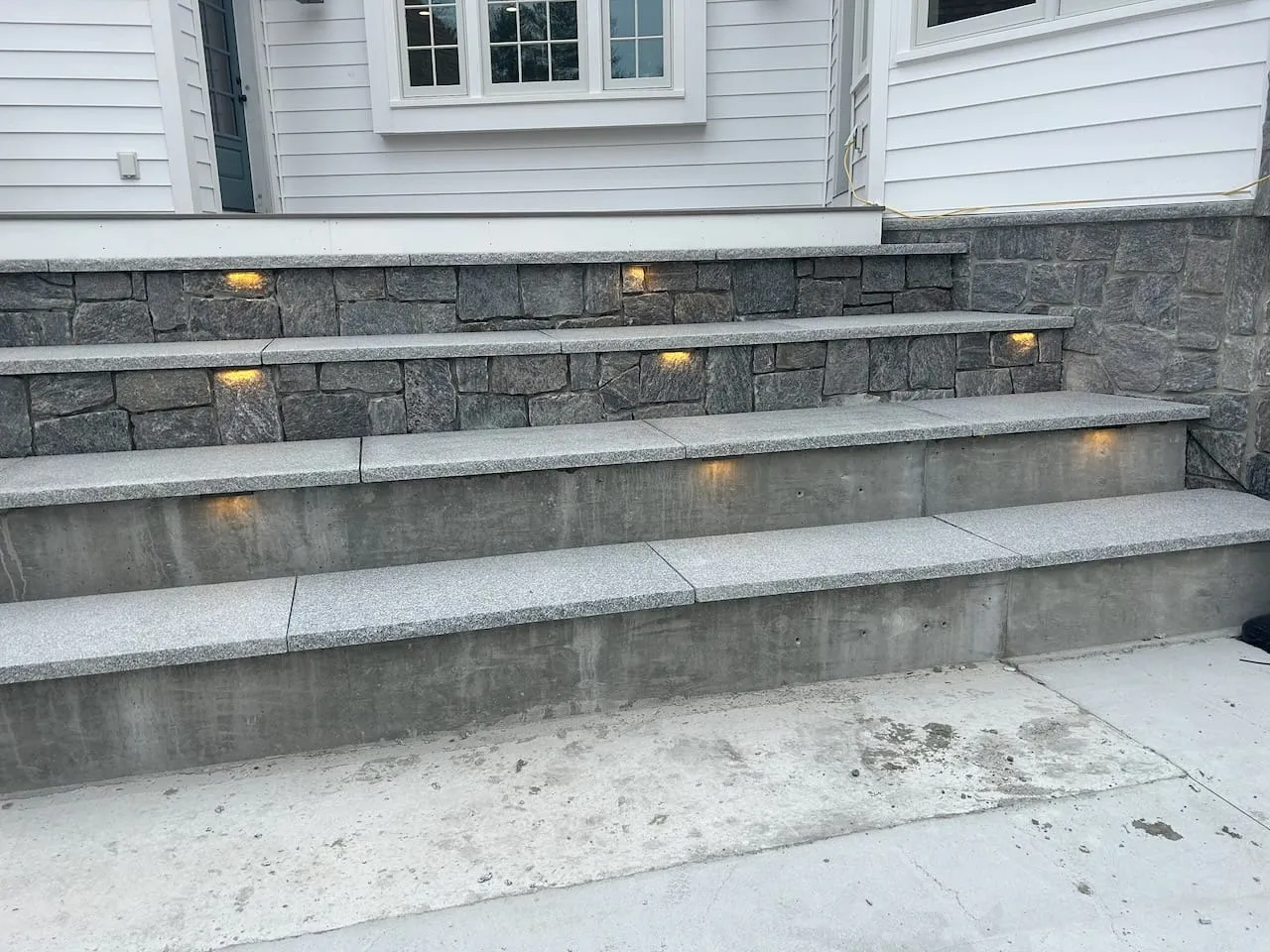 Lit Granite Entry Steps — Walkways in Southern NH, NH